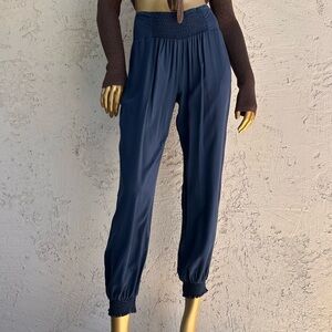 Metiseko 100% natural silk Women's blue elevated Jogger style pants size XL